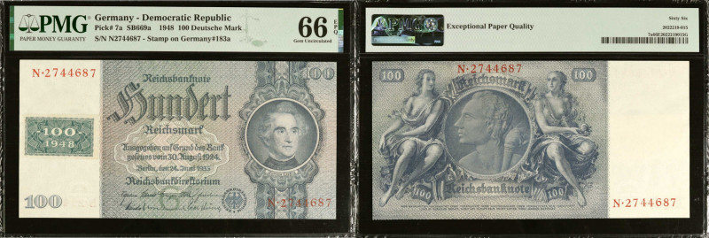 GERMANY, DEMOCRATIC REPUBLIC. Reichsbanknote. 100 Deutsche Mark, 1948. P-7a. PMG...