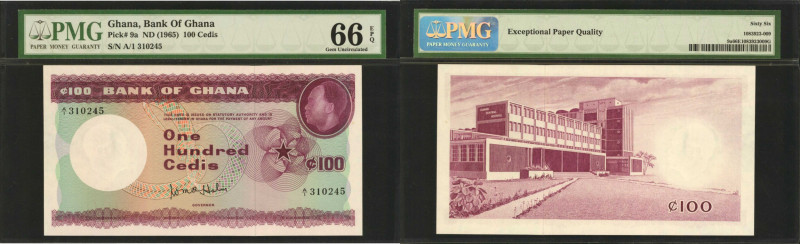 GHANA. Lot of (2). Bank of Ghana. 10 & 100 Cedis, ND (1965) & 1969. P-9a & 12b. ...