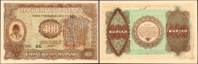 INDONESIA. Republik Indonesia. 400 Rupiah, 1948. P-35a. About Uncirculated.

From the Don Allen Collection.