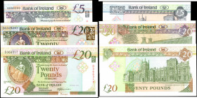 IRELAND, NORTHERN. Lot of (3). Bank of Ireland. 5 & 20 Pounds, 1991 to 2008. P-70c, 72a & 85. Uncirculated.
