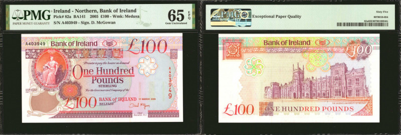 IRELAND, NORTHERN. Bank of Ireland. 100 Pounds, 2005. P-82a. PMG Gem Uncirculate...