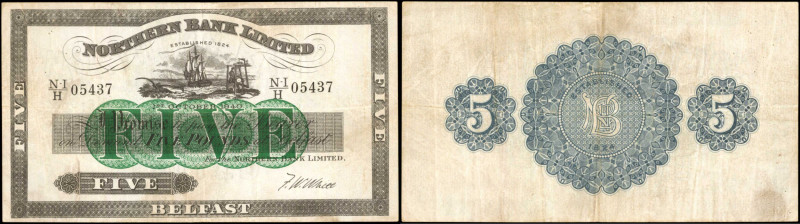 IRELAND, NORTHERN. Northern Bank Limited. 5 Pounds, 1940. P-180 b. Very Fine.
...