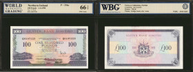 IRELAND, NORTHERN. Ulster Bank Limited. 100 Pounds, 1990. P-334a. WBG Gem Uncirculated 66 TOP.

Printed by TDLR. WBG comments "Ink Transfer."
