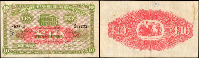 IRELAND, NORTHERN. Provincial Bank of Ireland Limited. 10 Pounds, 1948. P-240a. ...