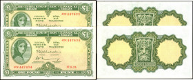 IRELAND, REPUBLIC. Lot of (2). Central Bank of Ireland. 1 Pound, 1974. P-64c. Consecutive. Uncirculated.

A duo of large numeral date variety 1 Poun...