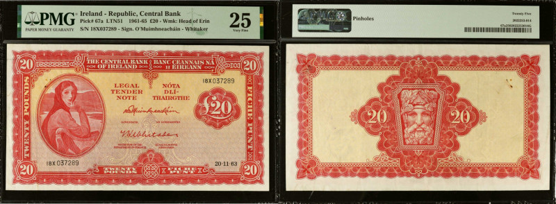 IRELAND, REPUBLIC. Central Bank. 20 Pounds, 1961-65. P-67a. PMG Very Fine 25.
...