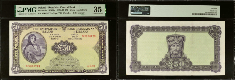 IRELAND, REPUBLIC. Central Bank. 50 Pounds, 1970-75. P-68b. PMG Choice Very Fine...