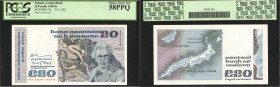 IRELAND, REPUBLIC. Central Bank of Ireland. 20 Pounds, 1981. P-73a. PCGS Currency Choice About New 58 PPQ.