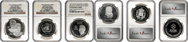 VENEZUELA. Trio of Silver Commemoratives (3 Pieces), 1991-2013. All NGC Certifie...