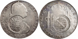 BRAZIL. Brazil - Bolivia. Minas Gerais. 960 Reis, 1808. Serro Frio Mint. Joao as Prince Regent. PCGS F-12; Countermark: EF Details.

KM-242; LDMB-P4...