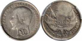 EL SALVADOR. El Salvador - Guatemala. Real, ND (1862-63). PCGS VF-25; Countermark: AU Details.

KM-89. Type IV Countermark, "R" (Rehabilitado) withi...