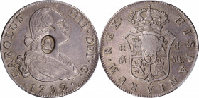 GREAT BRITAIN. Great Britain - Spain. 1/2 Dollar, ND (1797). George III. PCGS AU-55. Countermark: Unc Details.

S-3767; KM-622.1. Bank of England is...
