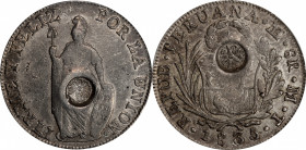 GUATEMALA. Guatemala - Peru. 8 Reales, ND (1840-41). PCGS Genuine--Mount Removed, EF Details; Countermark: AU Details.

KM-118.1; Jovel-Type VIII. T...