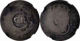 JAMAICA. Jamaica - Mexico. 1 Shilling 8 Pence (2 Reales - Quarter Dollar), ND (1758). NGC FAIR-2; Countermark: VG Details.

KM-4.4; Prid-6. Issued b...