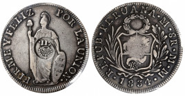PHILIPPINES. Philippines - Peru. 8 Reales, ND (1834-37). Manila Mint. Isabel II. PCGS VF-30; Countermark: VF Details.

KM-138.2; Basso-56; PNM#6-179...