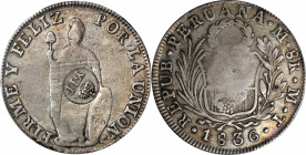 PHILIPPINES. Philippines - Peru. 8 Reales, ND (1834-37). Manila Mint. Isabel II. PCGS VF-35; Countermark: EF Details.

KM-138.2; Basso-56; PNM#6-184...