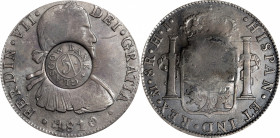 SCOTLAND. Scotland - Mexico. Glasgow, Lanarkshire. Contemporary Counterfeit 5 Shillings, ND (1811). George III. Grade: VERY FINE Details; Countermark:...