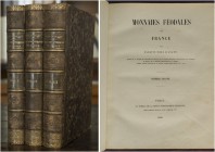 France. Poey d’Avant, F. Les monnaies féodales de France. Paris; Au Bureau de la Revue Numismatique Française, Chez Camille Rollin, 1858, 1860 & 1862....