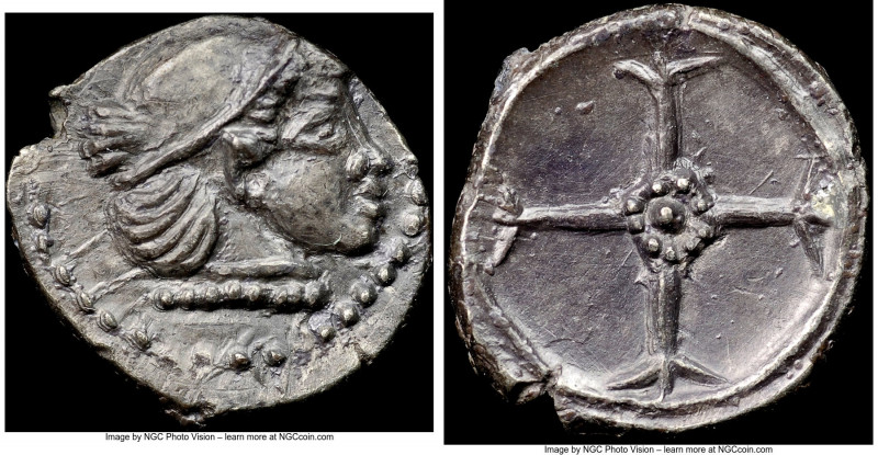 SICILY. Syracuse. Hieron I (ca. 480-470 BC). AR obol or litra (10mm, 0.54 gm). N...
