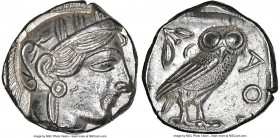 ATTICA. Athens. Ca. 440-404 BC. AR tetradrachm (23mm, 17.16 gm, 8h). NGC MS 5/5 - 4/5. Mid-mass coinage issue. Head of Athena right, wearing earring, ...