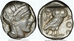 ATTICA. Athens. Ca. 440-404 BC. AR tetradrachm (24mm, 17.19 gm, 1h). NGC AU 5/5 - 5/5. Mid-mass coinage issue. Head of Athena right, wearing earring, ...