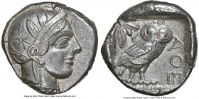 ATTICA. Athens. Ca. 440-404 BC. AR tetradrachm (25mm, 17.17 gm, 1h). NGC AU 5/5 - 4/5. Mid-mass coinage issue. Head of Athena right, wearing earring, ...