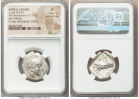 ATTICA. Athens. Ca. 440-404 BC. AR tetradrachm (23mm, 17.17 gm, 2h). NGC XF 5/5 - 4/5. Mid-mass coinage issue. Head of Athena right, wearing earring, ...