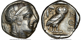 ATTICA. Athens. Ca. 440-404 BC. AR tetradrachm (23mm, 17.17 gm, 4h). NGC XF 5/5 - 4/5. Mid-mass coinage issue. Head of Athena right, wearing earring, ...