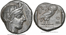 ATTICA. Athens. Ca. 440-404 BC. AR tetradrachm (25mm, 17.12 gm, 4h). NGC XF 5/5 - 3/5. Mid-mass coinage issue. Head of Athena right, wearing earring, ...
