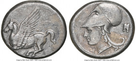 CORINTHIA. Corinth. Ca. 4th century BC. AR stater (20mm, 8.43 gm, 6h). NGC Choice VF 4/5 - 4/5 Ca. 345-307 BC. Pegasus flying left; Ϙ below / Head of ...