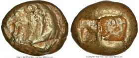 LYDIAN KINGDOM. Alyattes or Walwet (ca. 620-560 BC). EL third-stater or trite (12mm, 4.80 gm). NGC VF 2/5 - 5/5. Sardes, ca. 600-580 BC. Head of roari...