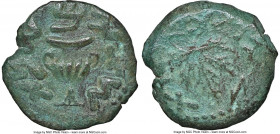 JUDAEA. The Jewish War (AD 66-70). AE prutah (16mm, 5h). NGC Choice VF. Jerusalem, Year 2 (AD 67/8). Year Two (Paleo-Hebrew), amphora with broad rim a...