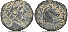 DECAPOLIS. Antioch ad Hippum. Lucius Verus (AD 161-169). AE (16mm, 3.36 gm, 12h). NGC Choice VF 4/5 - 3/5. ΟΥΗΡΟϹ, laureate head of Lucius Verus right...