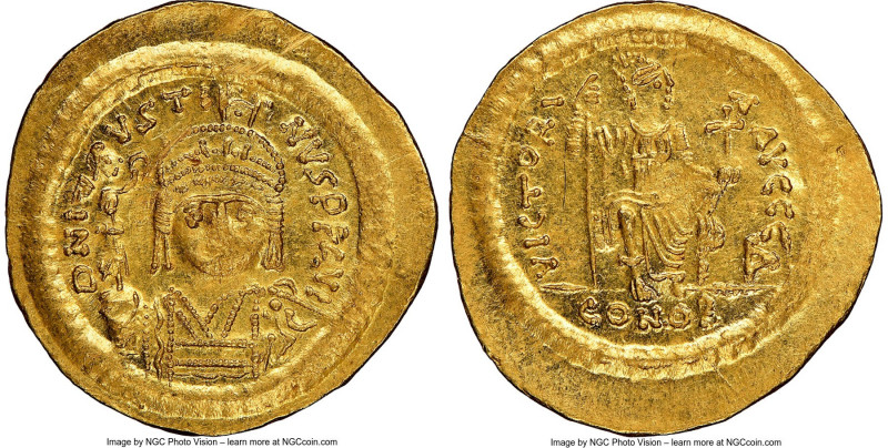 Justin II (AD 565-578). AV solidus (21mm, 4.50 gm, 6h). NGC MS 3/5 - 3/5, edge b...