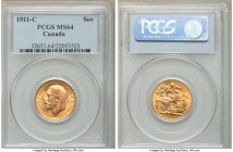 George V gold Sovereign 1911-C MS64 PCGS, Ottawa mint, KM20. AGW 0.2355 oz. 

HID09801242017

© 2020 Heritage Auctions | All Rights Reserved