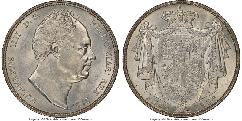 William IV 1/2 Crown 1834 MS62 NGC, KM714.2, S-3834, W.W. in block letters. Full...