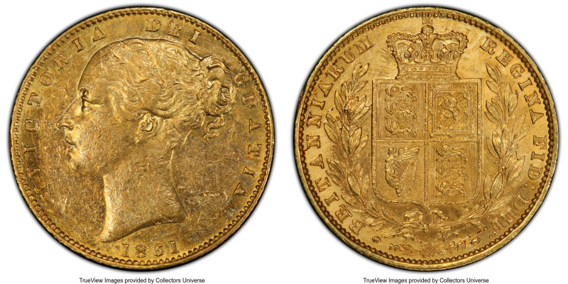 Victoria gold Sovereign 1861 AU Details (Cleaned) PCGS, KM736.1, S-3852D "C" ove...