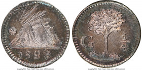 Central American Republic 1/4 Real 1826-G MS66 Prooflike NGC, Nueva Guatemala mint, KM1. Exceptional strike with rose, cranberry and teal toning. 

...
