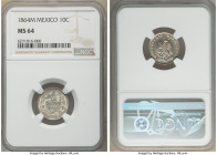Maximilian 10 Centavos 1864-M MS64 NGC, Mexico City mint, KM386.1. Liquid untoned fields combined with delicately preserved die engraving and bold str...