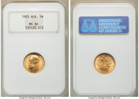 Nicholas II gold 5 Roubles 1903-AP MS 66 NGC, St. Petersburg mint, KM-Y62. AGW 0.1245 oz. 

HID09801242017

© 2020 Heritage Auctions | All Rights ...