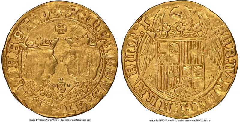 Ferdinand V & Isabella gold 2 Excellentes ND (1476-1516)-S XF45 NGC, Seville min...