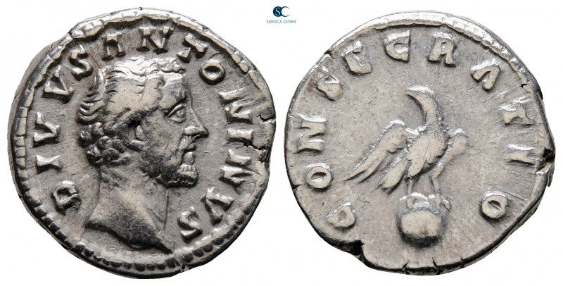 Divus Antoninus Pius AD 161. Rome
Denarius AR

17 mm, 3,50 g



very fine