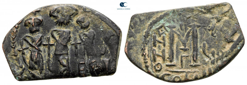 Heraclius, with Martina and Heraclius Constantine AD 610-641. Constantinople
Fo...