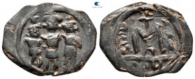 Umayyad Caliphate. Uncertain period (pre-reform) AH 41-77. Pseudo-Byzantine type imitating Heraclius, Heraclius Constantine and Martina. Fals Æ