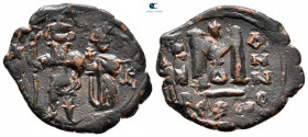 Umayyad Caliphate. Uncertain period (pre-reform) AH 41-77. Pseudo-Byzantine type imitating Heraclius, with Heraclius Constantine. Fals Æ
