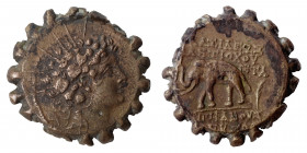 SELEUKID KINGS OF SYRIA. Antiochos VI Dionysos, 144-142 BC. Ae (bronze, 7.90 g, 22 mm), Antiochia on the Orontes. Radiate and diademed head of Antioch...