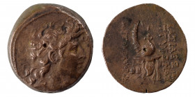 SELEUKID KINGS of SYRIA. Tryphon, 142-138 BC. Ae (bronze, 5.48 g, 19 mm), Antioch. Diademed head of Tryphon to right. Rev. ΒΑΣΙΛΕΩΣ ΤΡΥΦΟΝΟΣ ΑΥΤΟΚΡΑΤΟ...