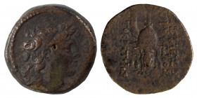 SELEUKID KINGS of SYRIA. Tryphon, 142-138 BC. Ae (bronze, 4.37 g, 17 mm), Antioch. Diademed head of Tryphon to right. Rev. ΒΑΣΙΛΕΩΣ ΤΡΥΦΟΝΟΣ ΑΥΤΟΚΡΑΤΟ...