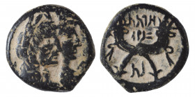NABATAEA. Aretas IV, with Shaqilat. 9 BC-AD 40. Ae Drachm (bronze, 4.28, 18 mm). Petra, struck AD 20-40. Jugate busts of Aretas and Shaqilat right; Ar...