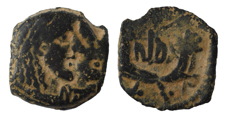 NABATAEA. Rabbel II, with Gamilat. AD 70-106. Ae (bronze, 2.46 g, 16 mm). Petra....